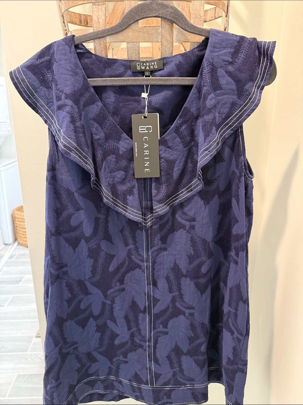 Carine Wang Navy Floral Midi Dress